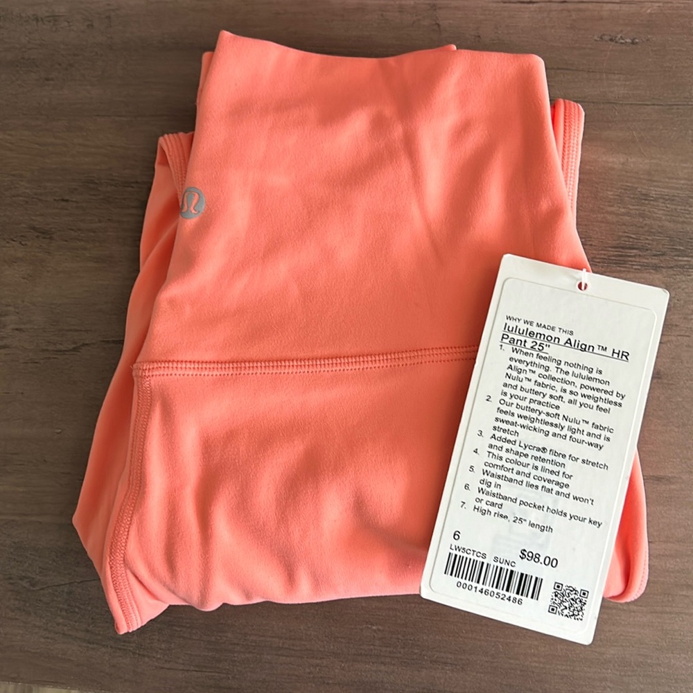 Lululemon align pants. Brand new never worn, tags attached. “Sunset”